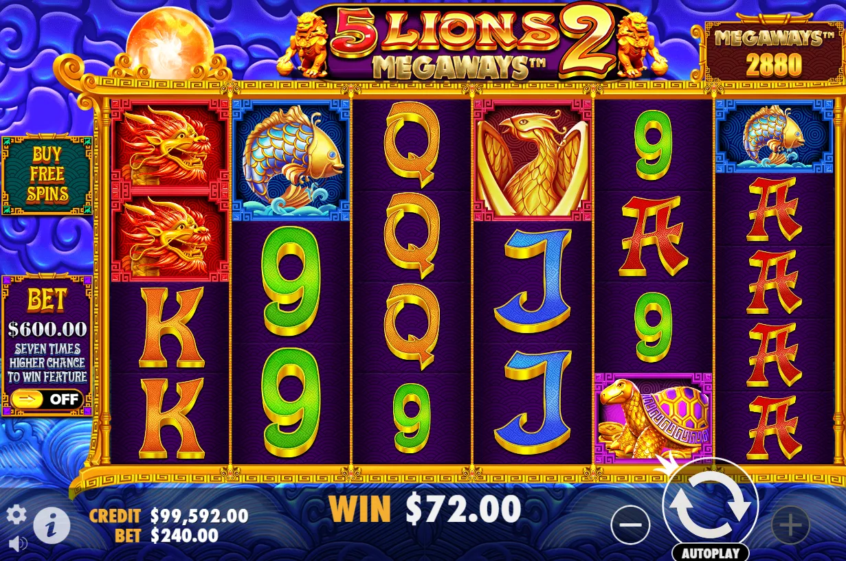 5 Lions Megaways 2 demo